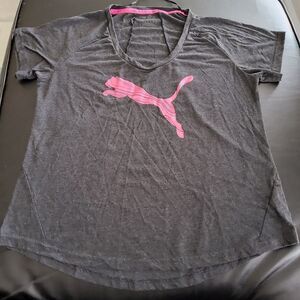 Puma Gray T-Shirt with Pink Logo
